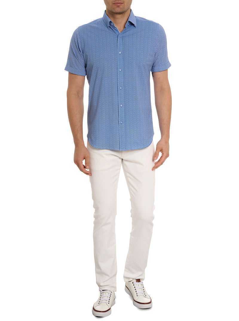 Blue Robert Graham Shuler Motion Short Sleeve Knit Shirt | 317546GZC