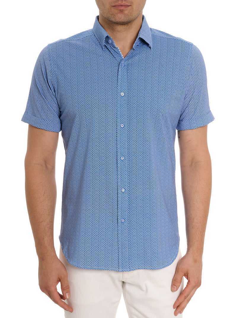 Blue Robert Graham Shuler Motion Short Sleeve Knit Shirt | 971436QGL