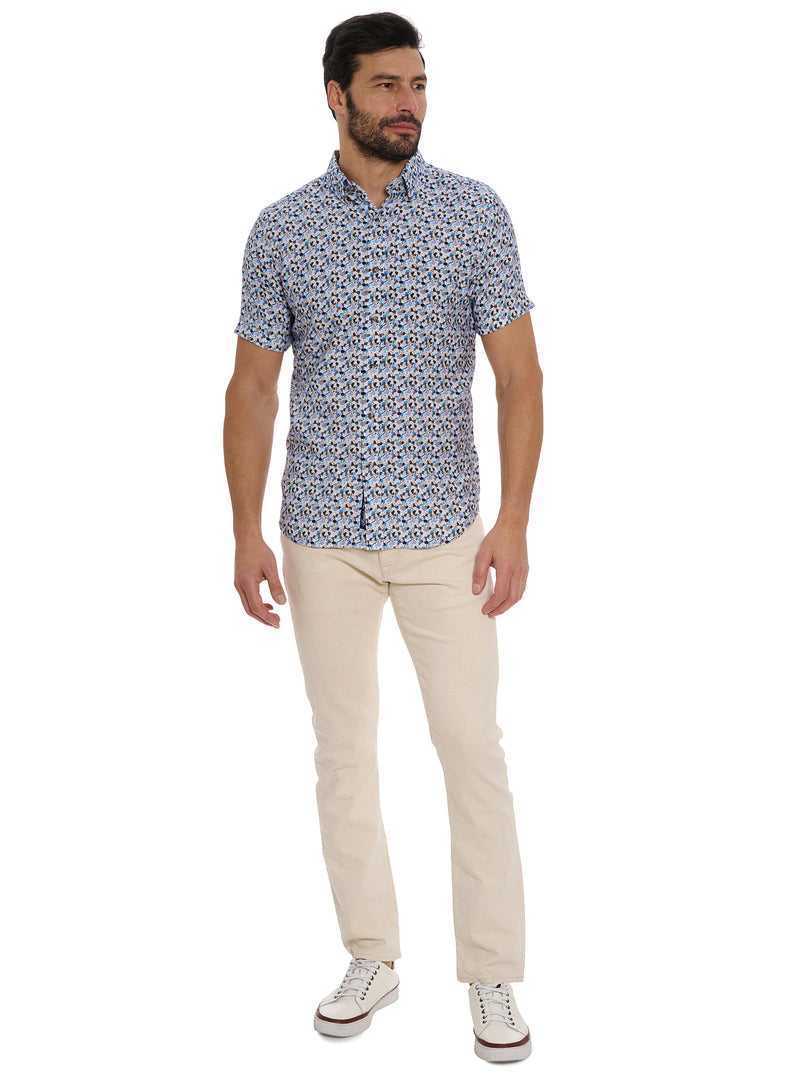 Blue Robert Graham Vance Short Sleeve Button Down Shirt | 164802HIT