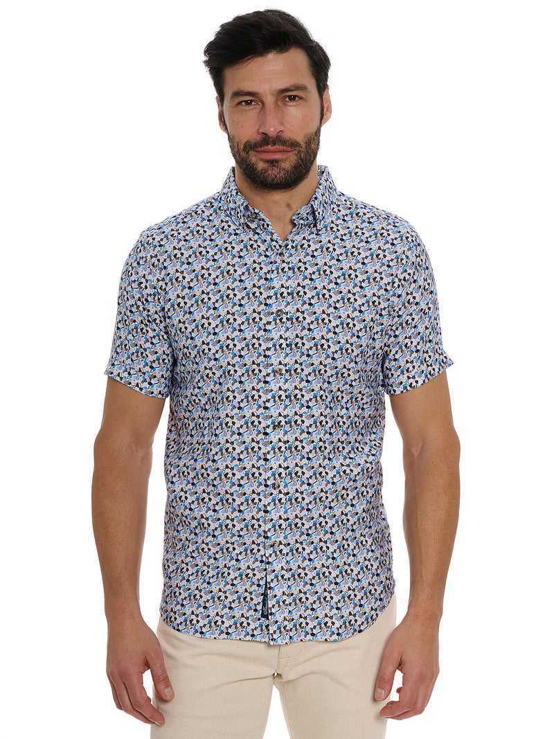 Blue Robert Graham Vance Short Sleeve Button Down Shirt | 164802HIT