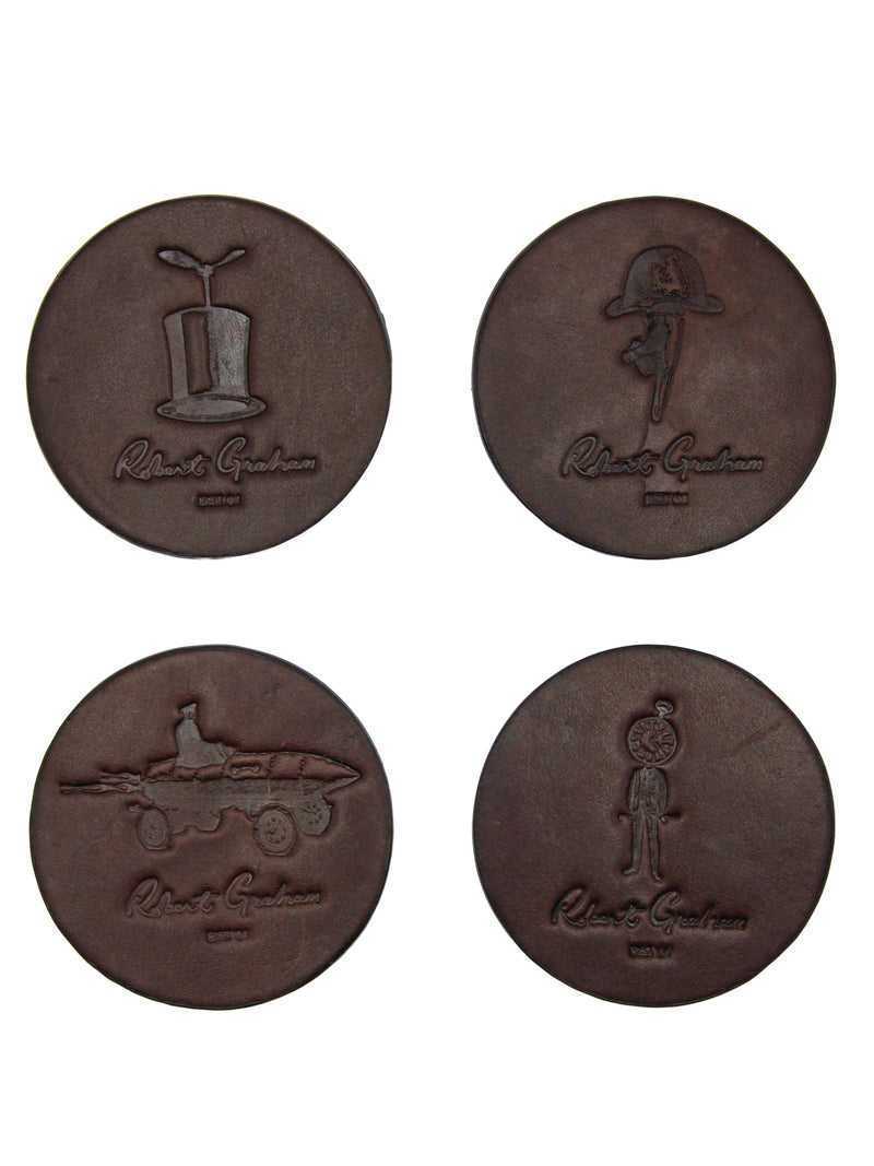 Brown Robert Graham Leather Coasters In Valet | 763541SCD