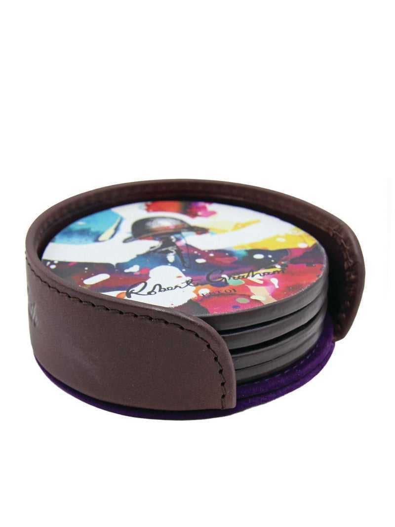 Brown Robert Graham Leather Coasters In Valet | 763541SCD