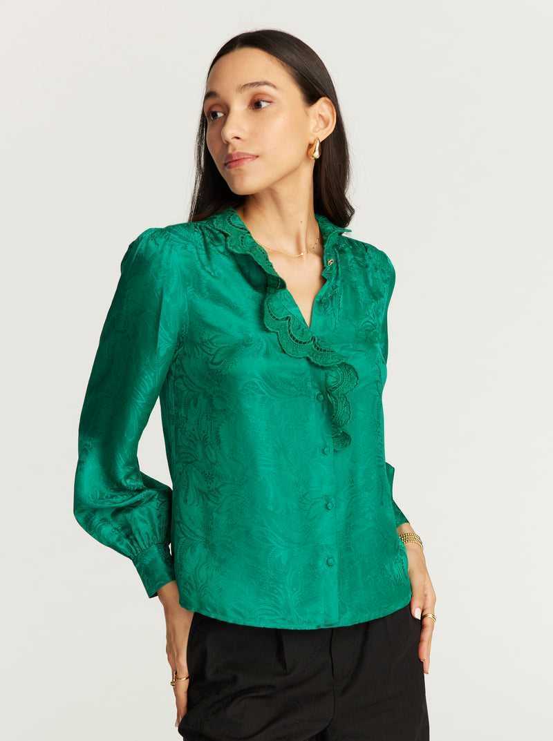 Emerald Robert Graham Brigitte Long Sleeve Shirt | 928571KAC