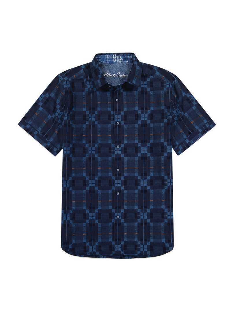 Indigo Robert Graham Aizome Short Sleeve Button Down Shirt | 031548LAD