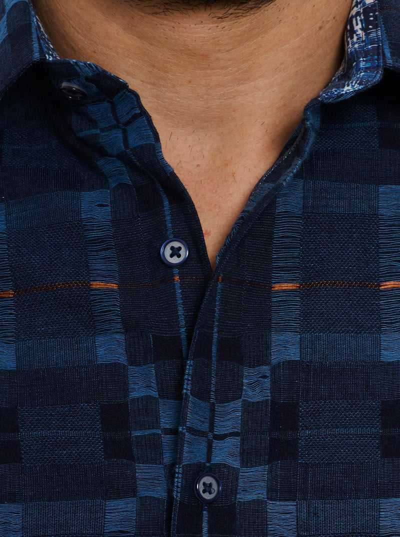 Indigo Robert Graham Aizome Short Sleeve Button Down Shirt | 031548LAD