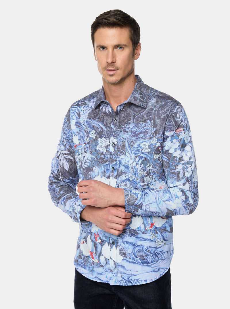 Indigo Robert Graham Nadine Long Sleeve Button Down Shirt | 375280YCO