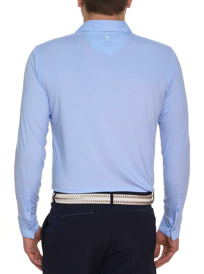 Light Blue Robert Graham Alastor Long Sleeve Performance Polo | 910645GHT