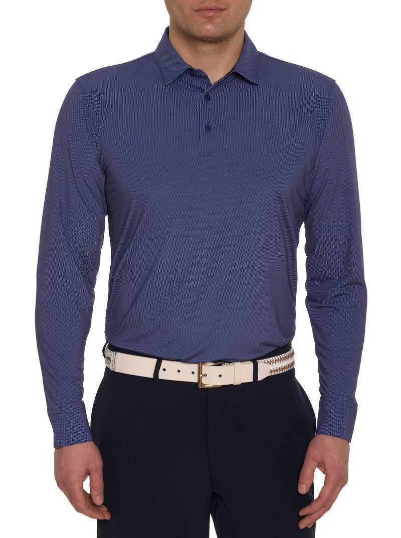 Light Blue Robert Graham Alastor Long Sleeve Performance Polo | 910645GHT