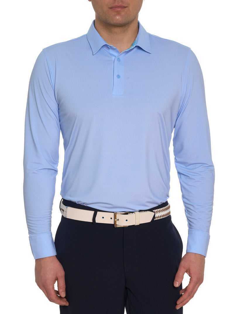 Light Blue Robert Graham Alastor Long Sleeve Performance Polo | 910645GHT