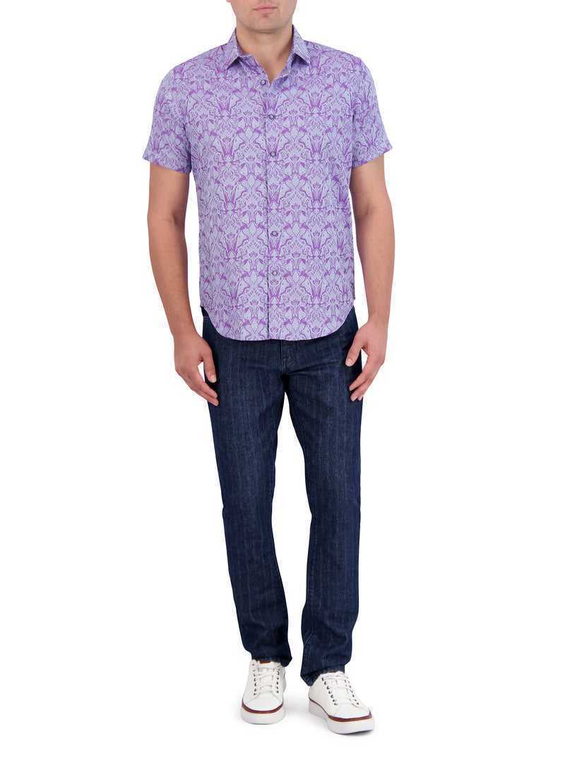 Magenta Robert Graham Highland Short Sleeve Button Down Shirt | 981042SRY