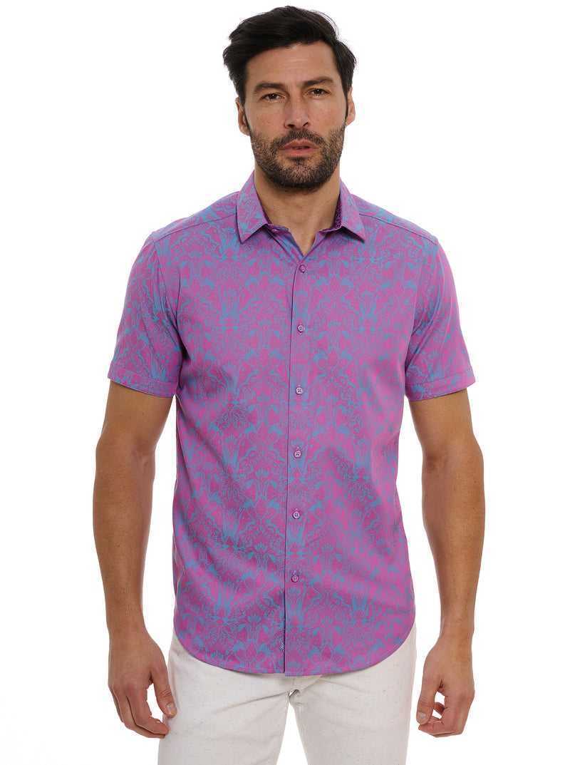 Magenta Robert Graham Highland Short Sleeve Button Down Shirt | 981042SRY