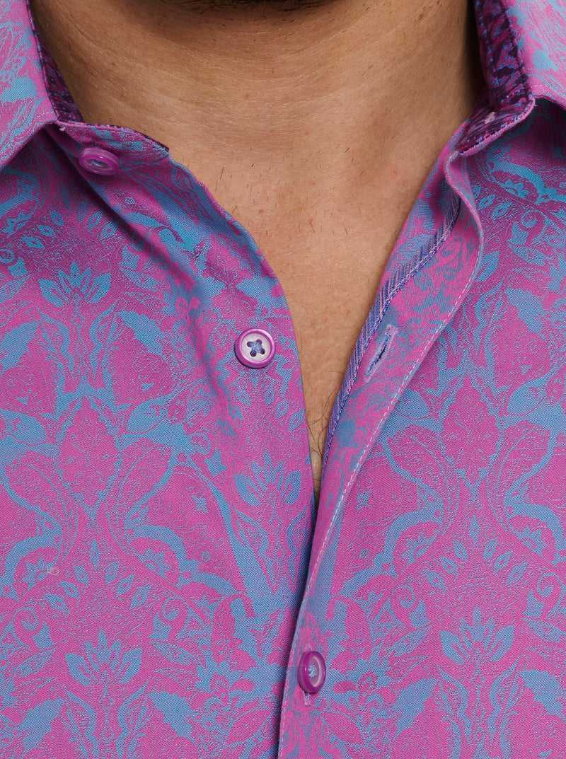 Magenta Robert Graham Highland Short Sleeve Button Down Shirt | 981042SRY