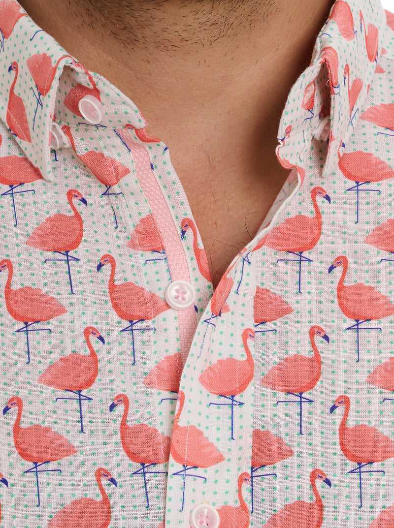 Multi Robert Graham Polka Flamingo Short Sleeve Button Down Shirt | 017942AMR