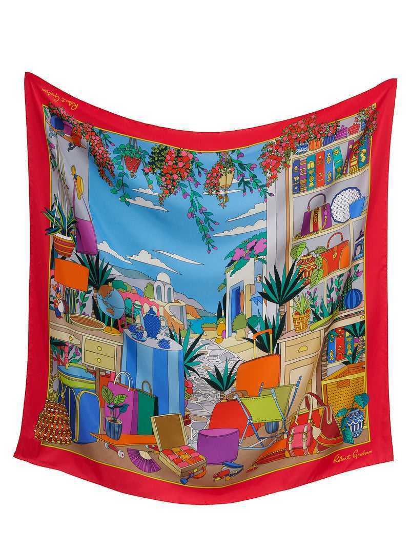 Multi Robert Graham Vacation Scene Square Scarf | 319520QOG