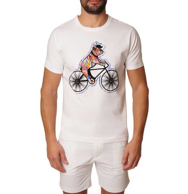 Navy Robert Graham Bark And Bike T-shirt | 357128ZDN