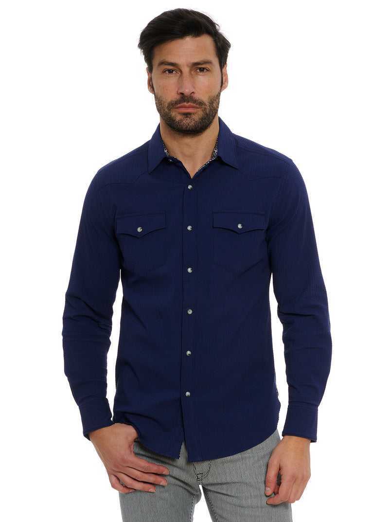 Navy Robert Graham Cantina Long Sleeve Button Down Shirt | 105627LHW