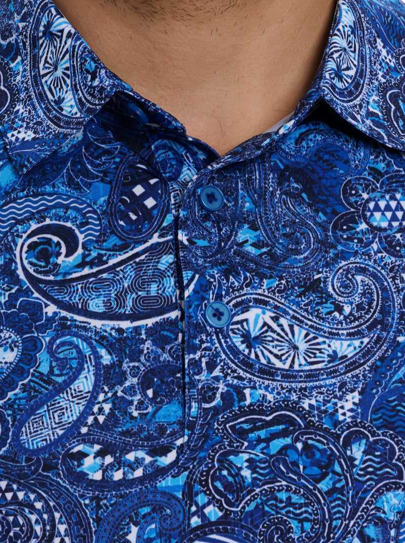 Navy Robert Graham Golden Paisley Polo | 187269RWS