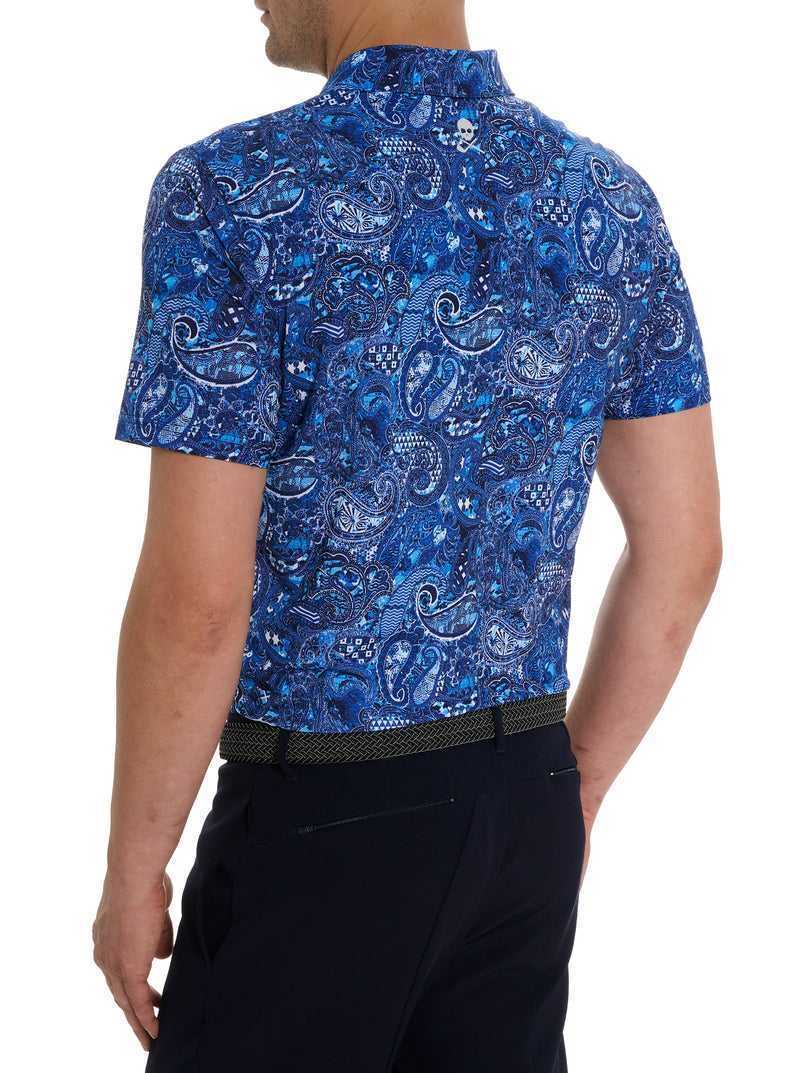 Navy Robert Graham Golden Paisley Polo | 187269RWS