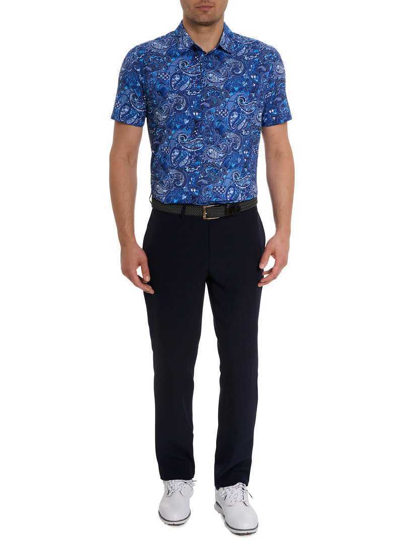 Navy Robert Graham Golden Paisley Polo | 187269RWS