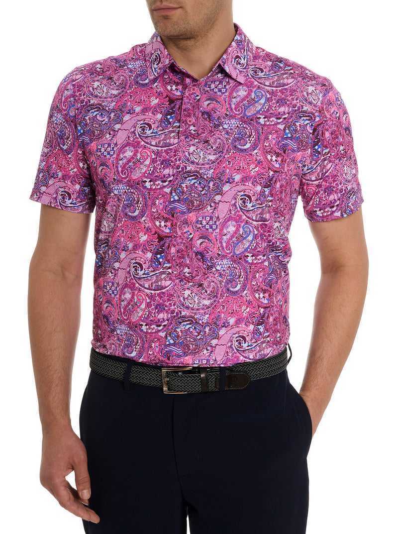 Navy Robert Graham Golden Paisley Polo | 187269RWS