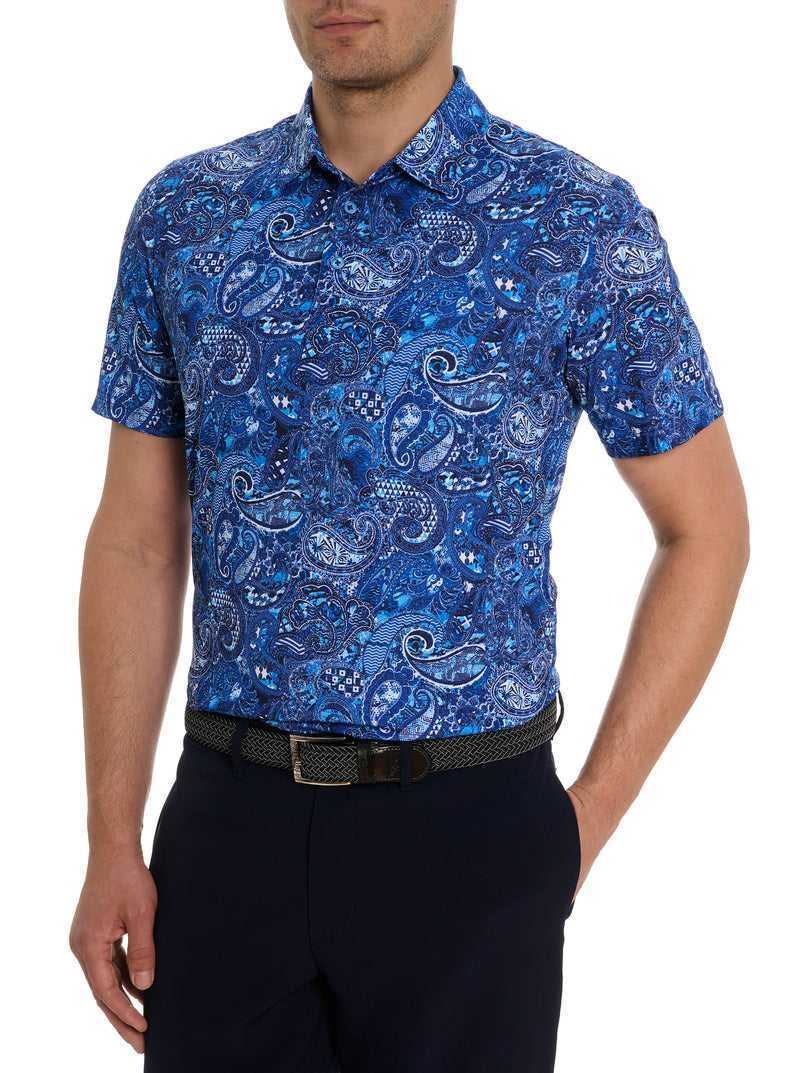 Navy Robert Graham Golden Paisley Polo | 187269RWS