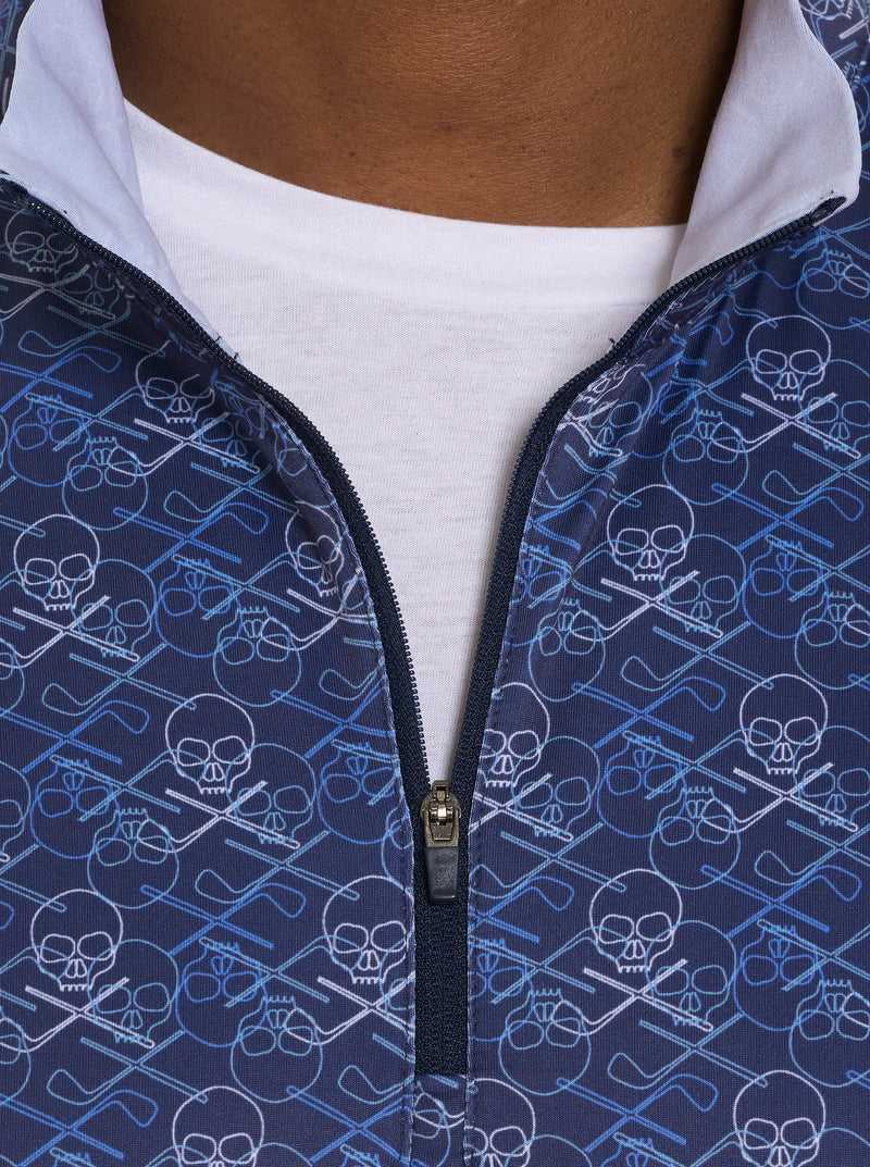 Navy Robert Graham Iron Skull Long Sleeve Knit | 416927ZLT