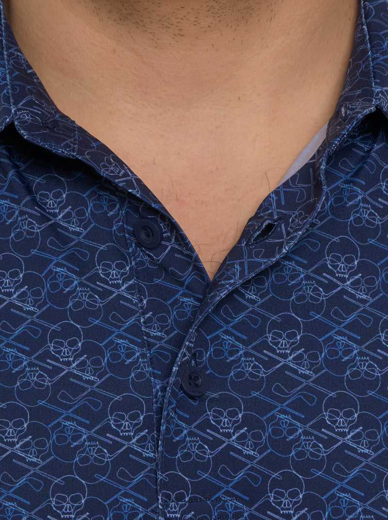 Navy Robert Graham Iron Skull Performance Polo | 394280TCZ