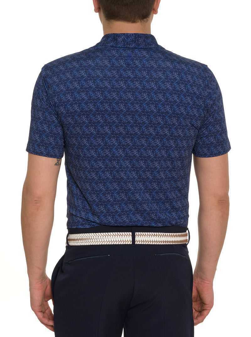 Navy Robert Graham Iron Skull Performance Polo | 394280TCZ