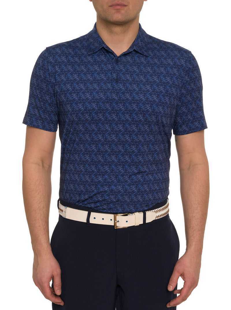 Navy Robert Graham Iron Skull Performance Polo | 394280TCZ