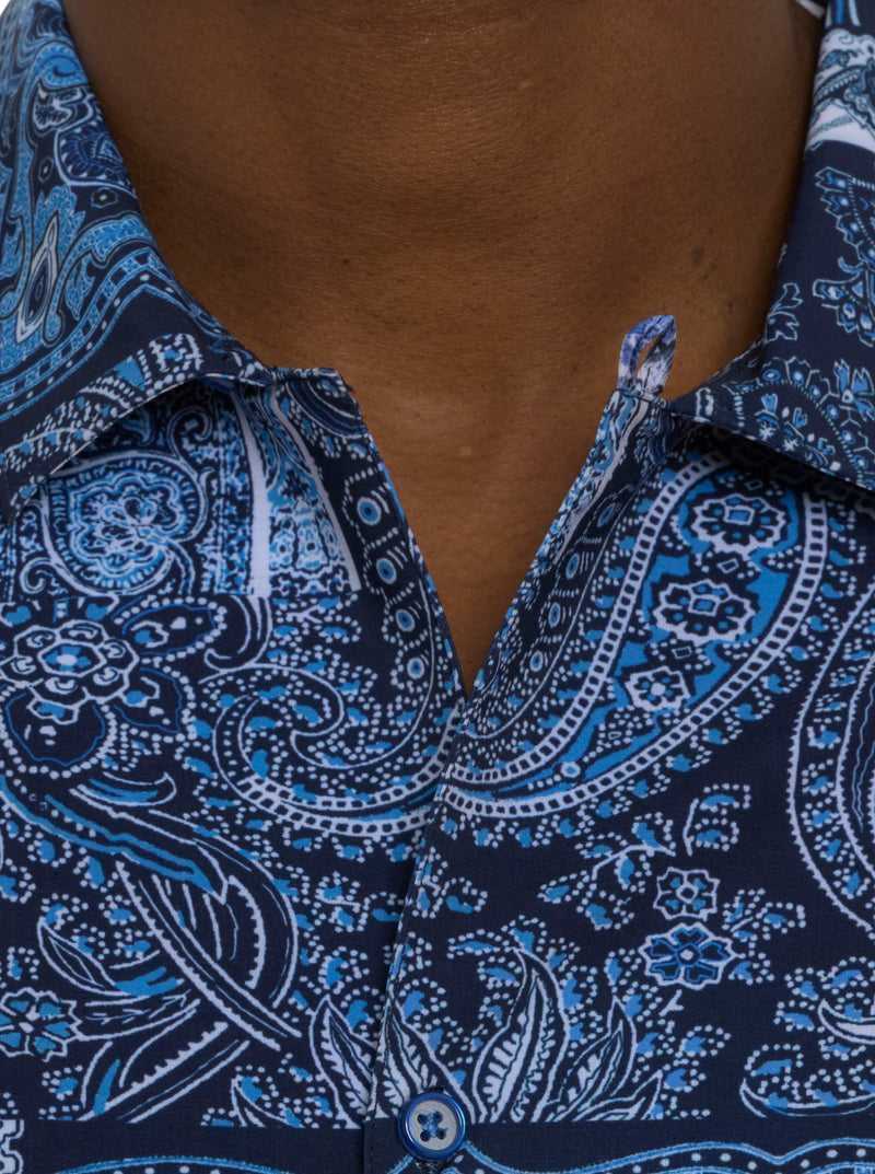 Navy Robert Graham The Gotham Short Sleeve Button Down Shirt | 643219YOT