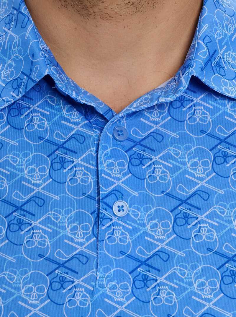 Periwinkle Robert Graham Iron Skull Performance Polo | 146798KPV