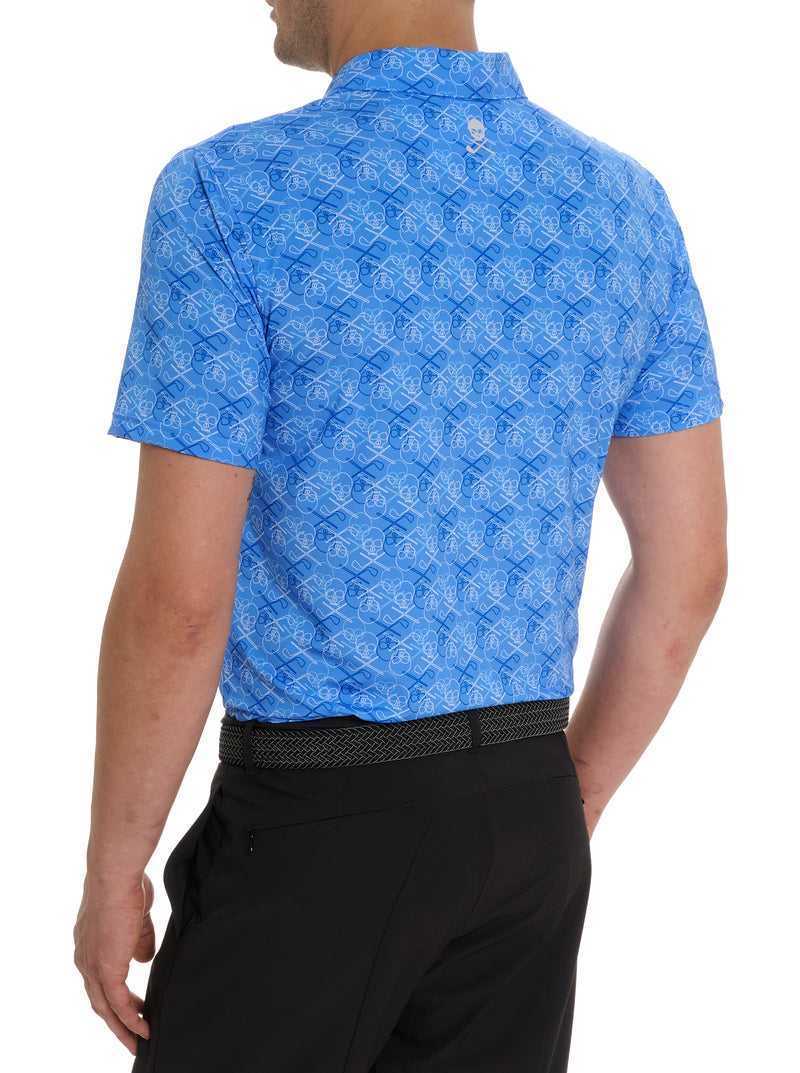 Periwinkle Robert Graham Iron Skull Performance Polo | 146798KPV