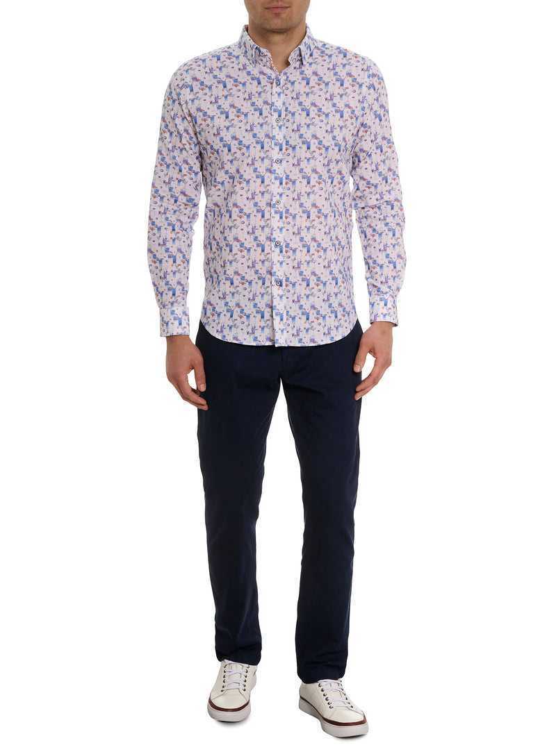 Tailored Robert Graham Blue Hawaiian Long Sleeve Button Down Shirt | 315289CPI