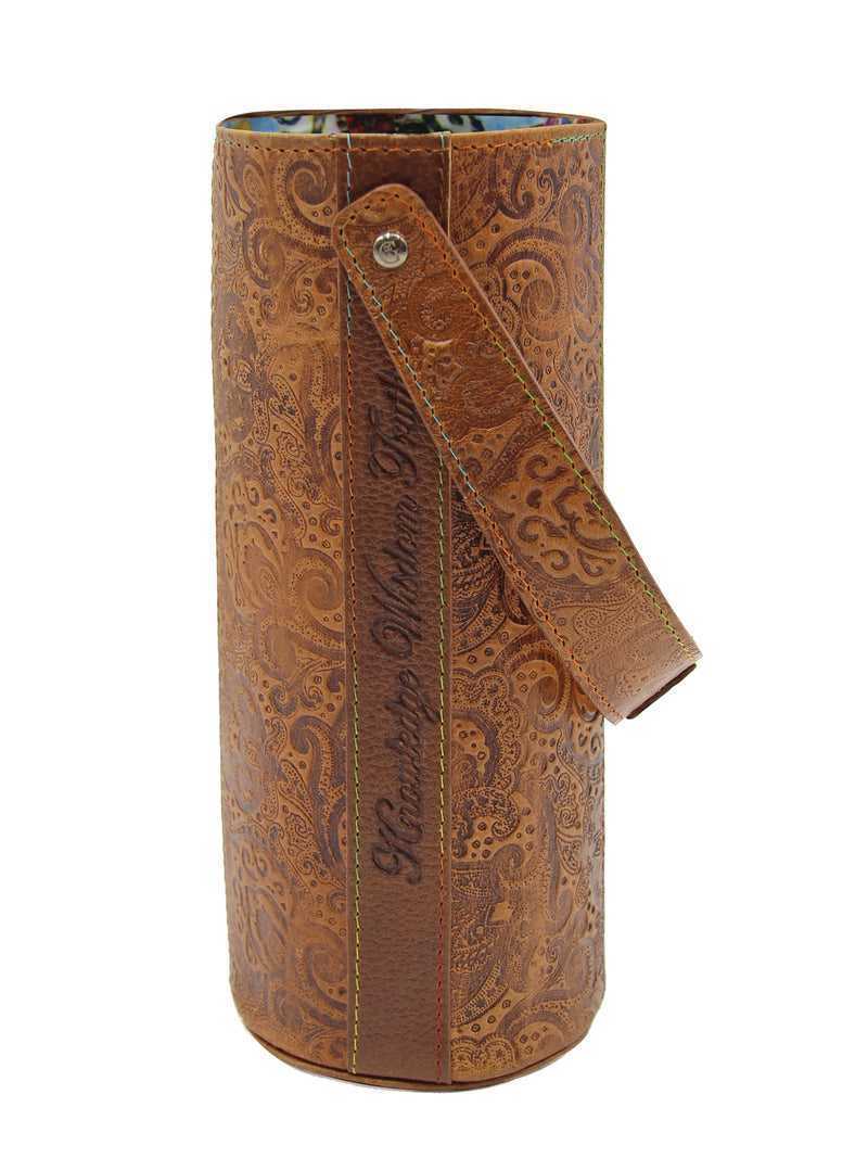 Tan Robert Graham Leather Wine Bottle Carrier | 786541WZS