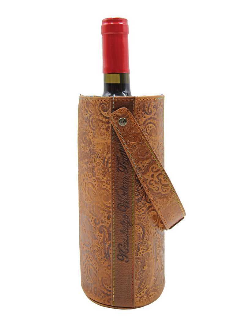 Tan Robert Graham Leather Wine Bottle Carrier | 786541WZS