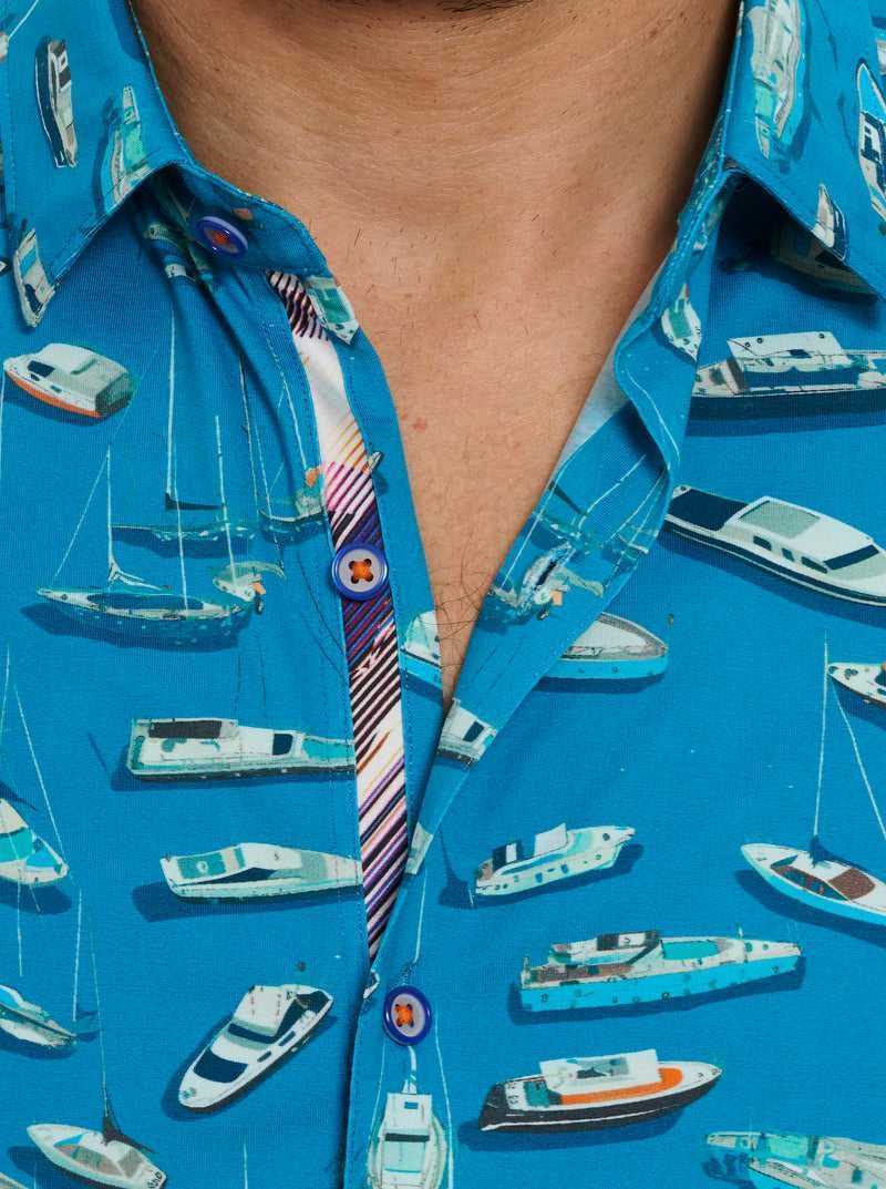 Teal Robert Graham Boat Marina Short Sleeve Knit Shirt | 256173QGP