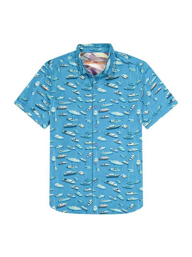 Teal Robert Graham Boat Marina Short Sleeve Knit Shirt | 274396KNV