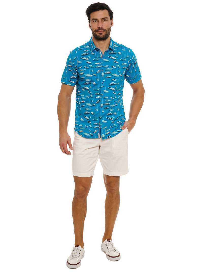 Teal Robert Graham Boat Marina Short Sleeve Knit Shirt | 274396KNV