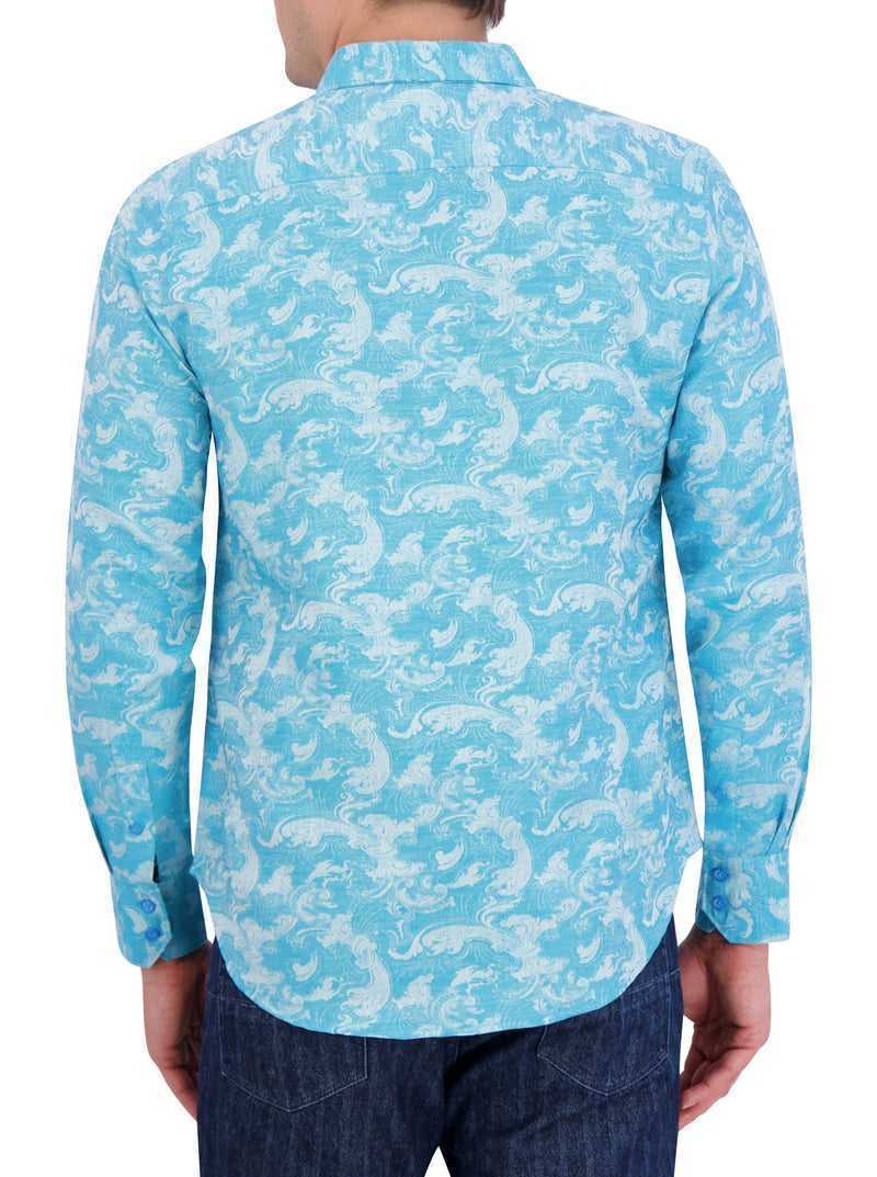 Turquoise Robert Graham Poseidon Long Sleeve Button Down Shirt | 582736BSN