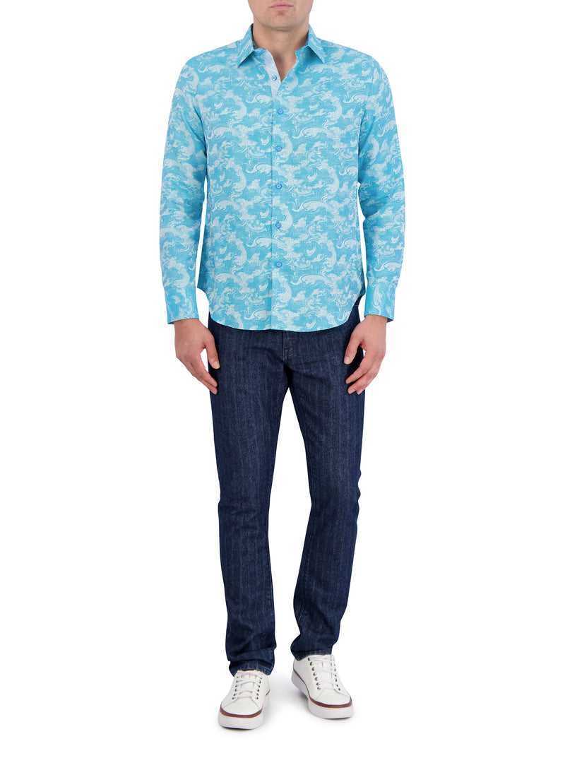 Turquoise Robert Graham Poseidon Long Sleeve Button Down Shirt | 582736BSN