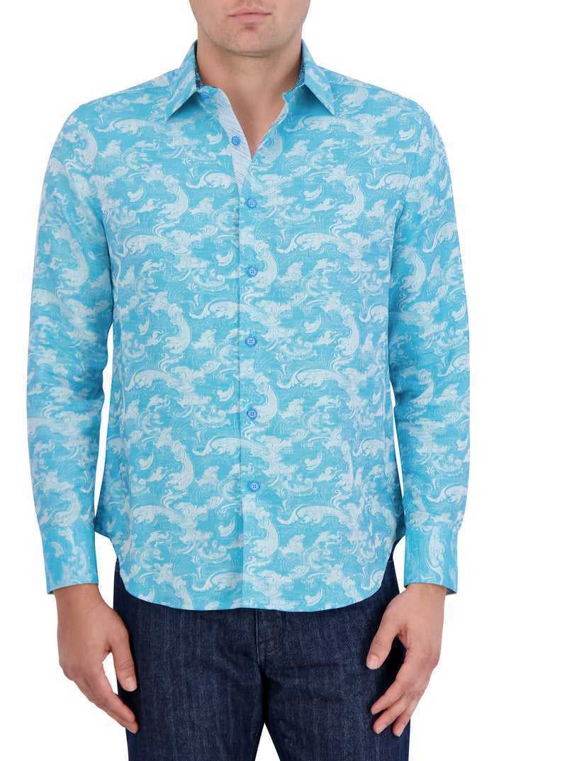 Turquoise Robert Graham Poseidon Long Sleeve Button Down Shirt | 582736BSN