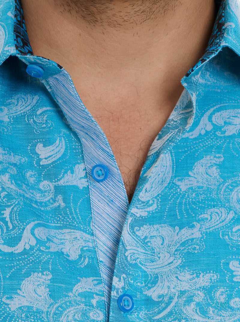 Turquoise Robert Graham Poseidon Short Sleeve Button Down Shirt | 912850CXU