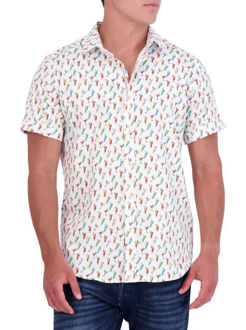 White Robert Graham Cin Cin Short Sleeve Button Down Shirt | 679108UHO