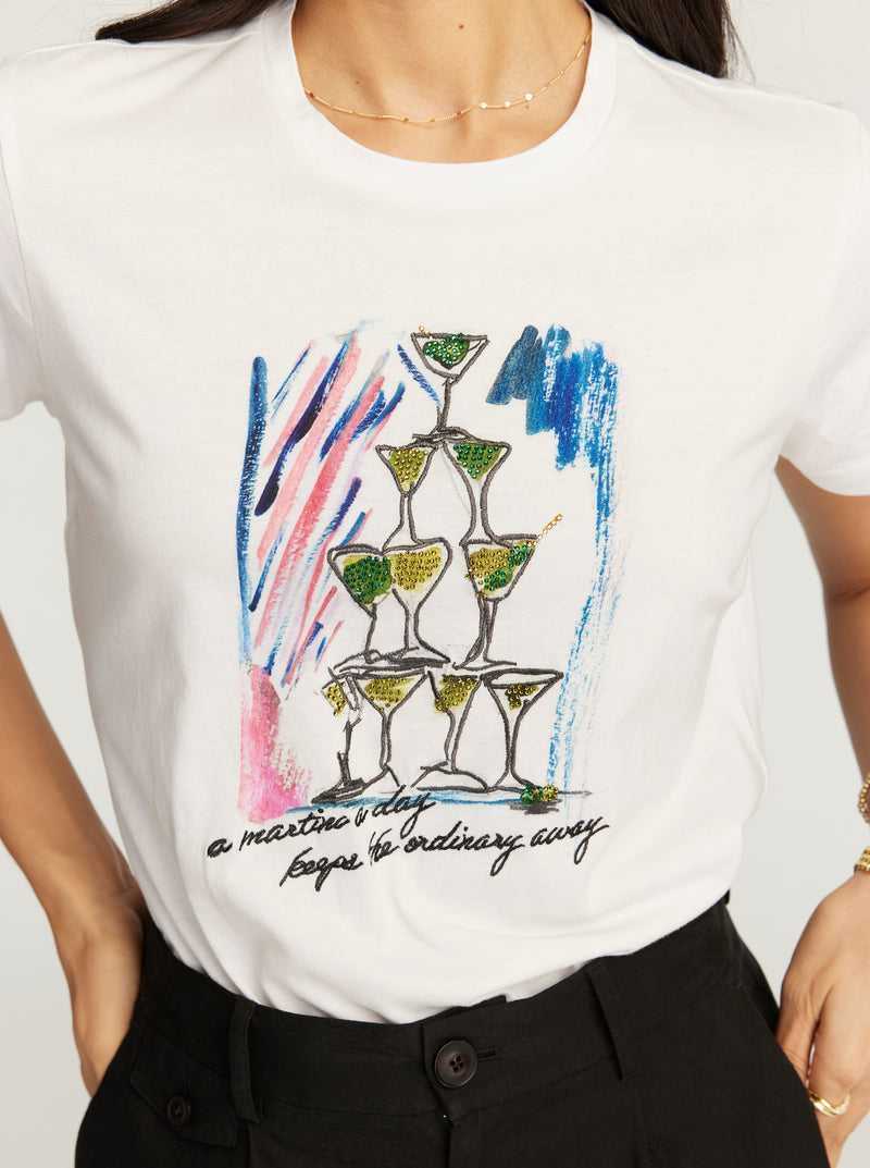 White Robert Graham Martini Tower T-shirt | 652308AZG