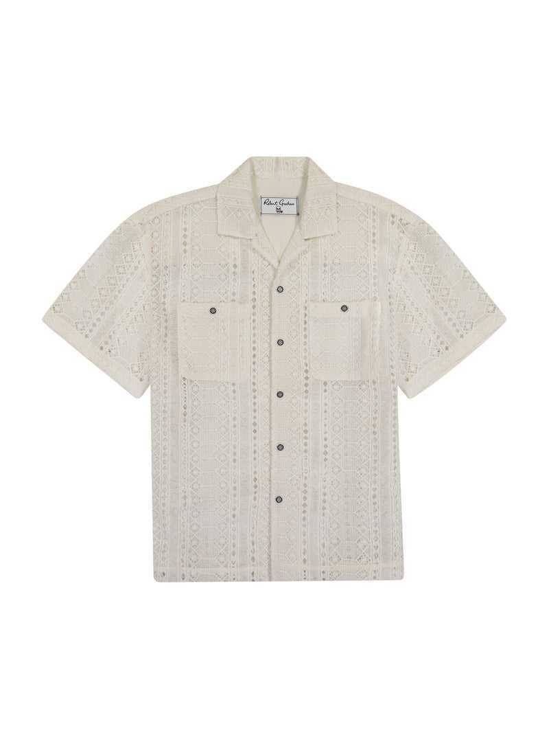 White Robert Graham Milanese Short Sleeve Button Down Shirt | 178235YLT