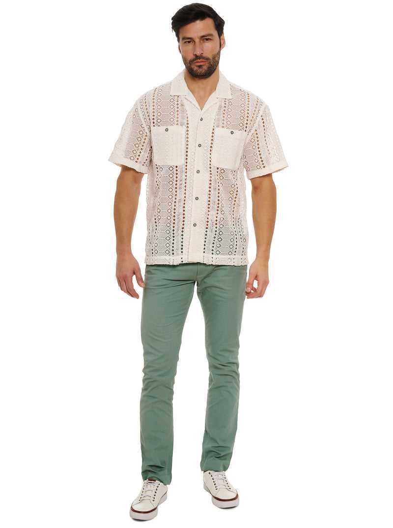 White Robert Graham Milanese Short Sleeve Button Down Shirt | 178235YLT