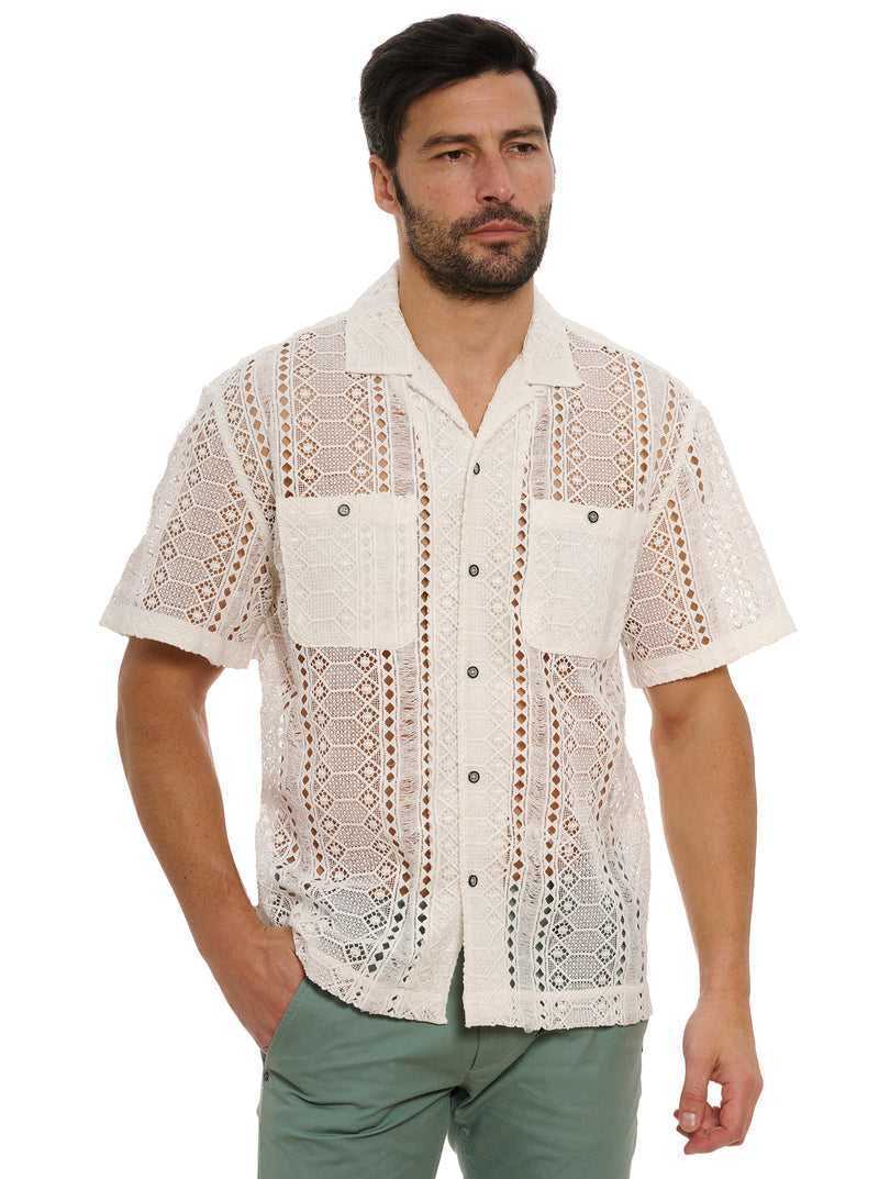 White Robert Graham Milanese Short Sleeve Button Down Shirt | 178235YLT