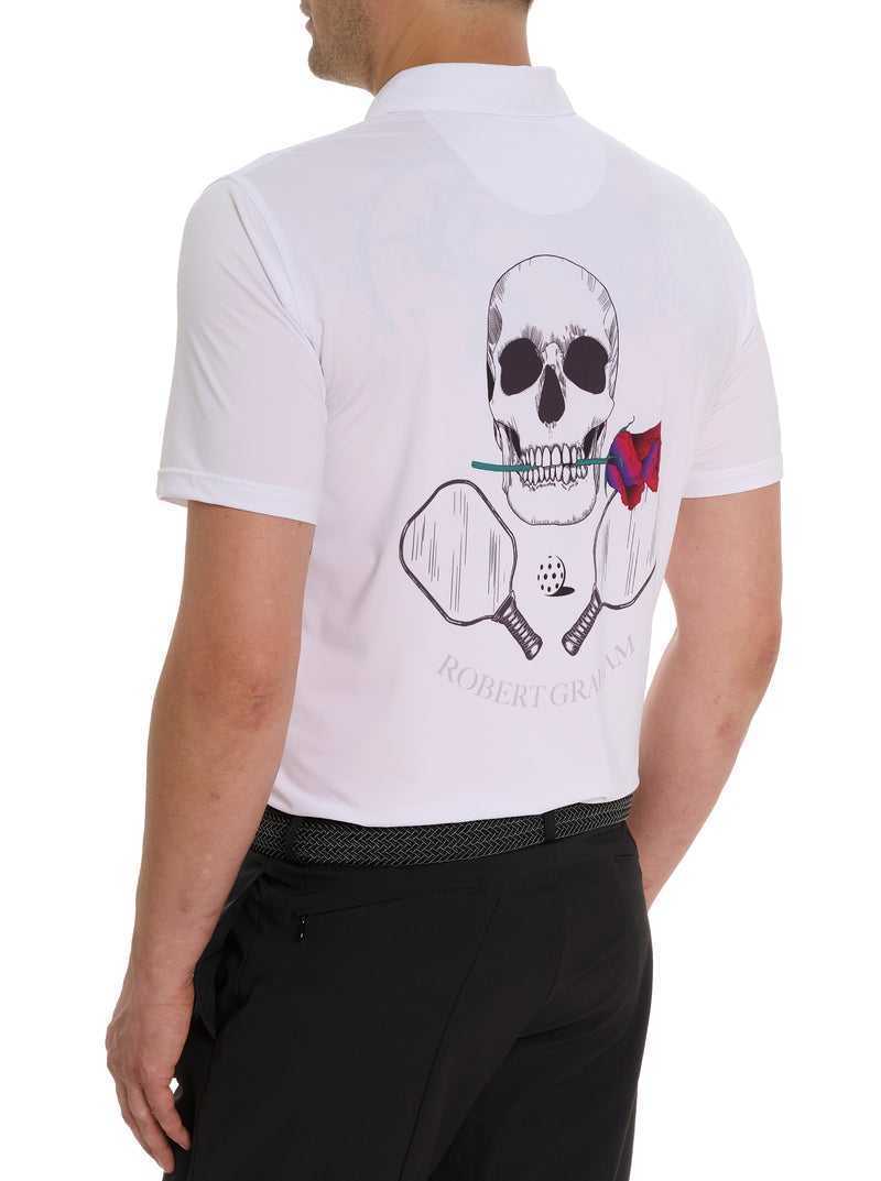 White Robert Graham Pickleball Skull Performance Polo | 835149RAT