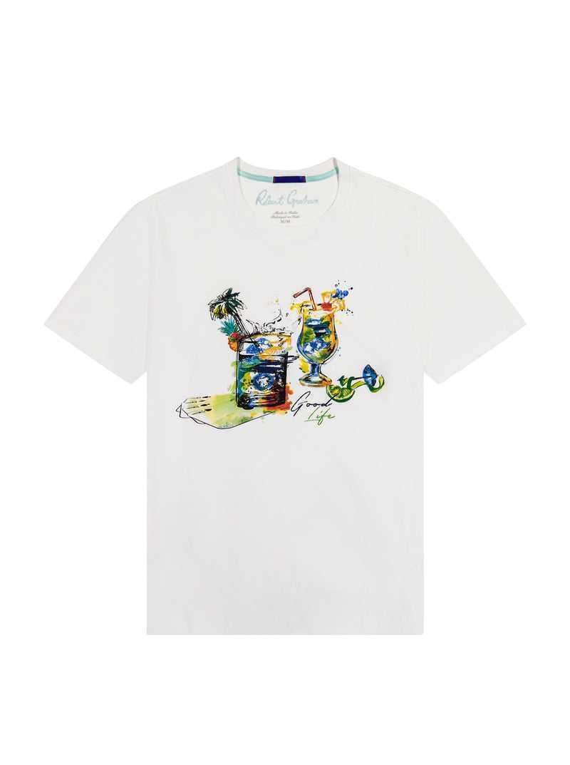 White Robert Graham Sips And Spades T-shirt | 714359JGZ